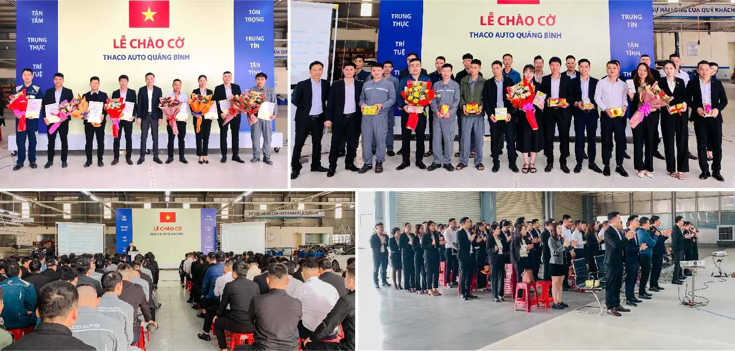 Chào cờ tháng 3/2024: THACO AUTO Quảng Bình chú trọng công tác quản trị và nâng cao sự hài lòng khách hàng.