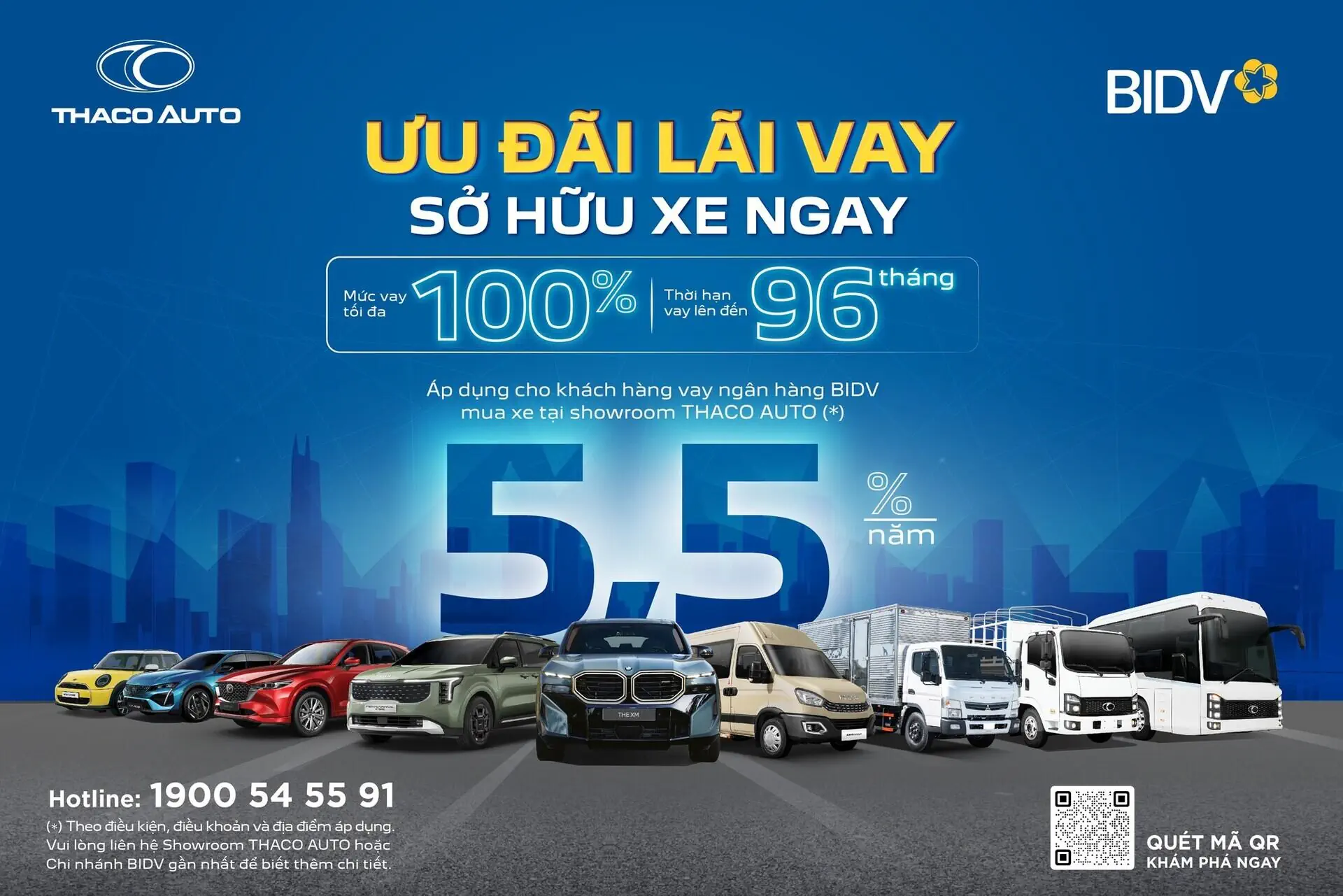 THACO AUTO hợp tác BIDV triển khai gói vay mua xe ưu đãi đến 100% giá trị xe, lãi suất chỉ từ 5,5%/năm