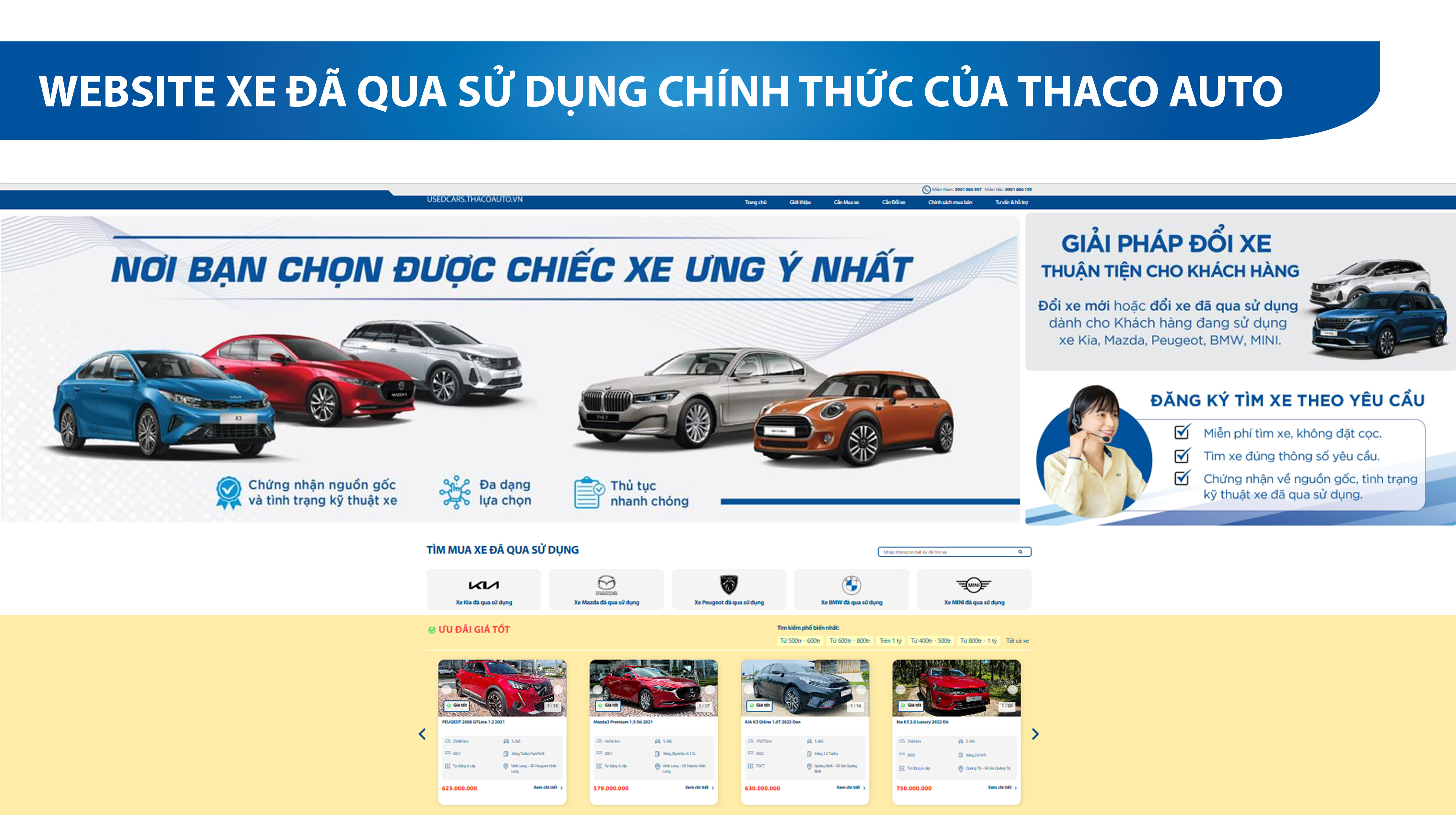 THACO AUTO Quảng Bình đồng hành phát triển cùng Website Xe Đã Qua Sử dụng chính thức của THACO AUTO