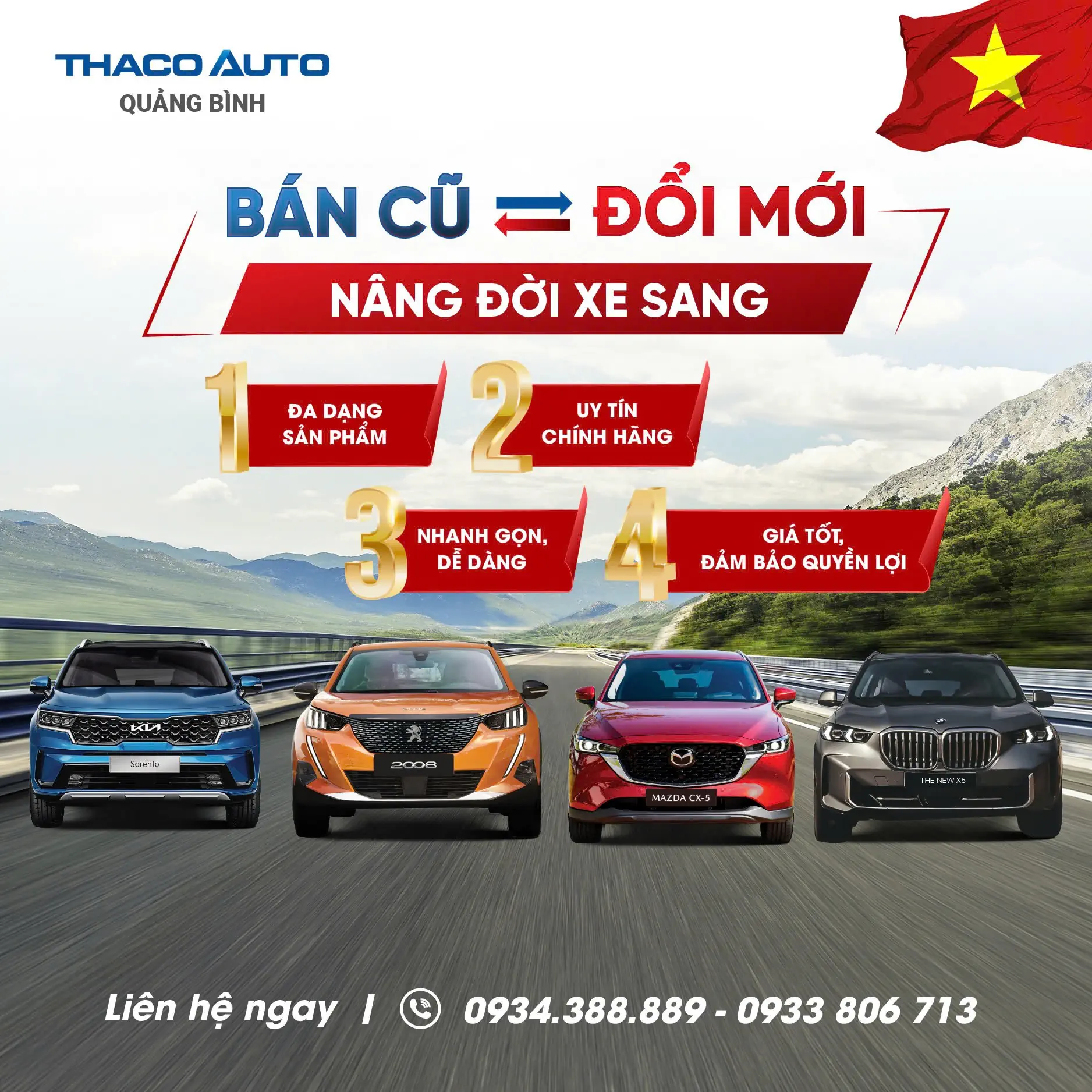 THU CŨ ĐỔI MỚI, XE QUA SỬ DỤNG GIÁ TỐT TẠI THACO AUTO QUẢNG BÌNH
